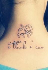 djevojka vrat Majestic line lav pismo uzorak tetovaža