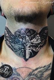 bon model de tatuatge de papallona en blanc i negre amb coll
