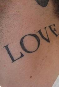 черное любовное слово татуировка на шее