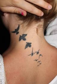 neck different bird black tattoo pattern