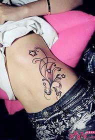 colorful belly stars personality tattoo