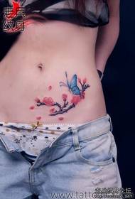 beauty abdomen color cherry blossom butterfly tattoo pattern