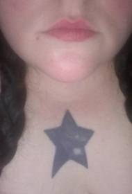neck tattoo design girl neck black five-pointed star tattoo picture