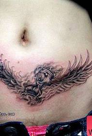 female belly popular handsome hourglass and wings tattoo pattern