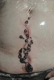 girl abdomen a diamond chain tattoo pattern