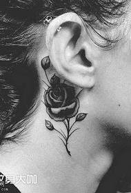 Neck Rose Tattoo Pattern
