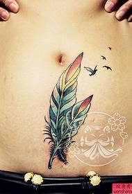 abdominal feather tattoo pattern