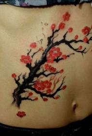 ຄວາມງາມທ້ອງພຽງແຕ່ຮູບແບບ tattoo plum ທີ່ສວຍງາມ