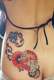 ritrattu di tatuu di fiori di tatu di culore di cadera