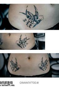 Abdominal Swallow Tattoo Pattern