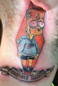Simpsons Tattoo Boy Neck Painted Tattoo Cartoon Character Tattoo Picture
