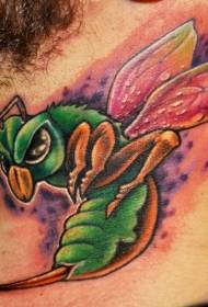 Neck color angry bee tattoo pattern