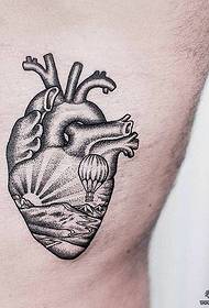 Big point heart scenic hot air balloon tattoo pattern