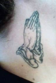neck black prayer hand tattoo pattern