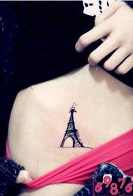 girls belly Paris Eiffel Tower tattoo