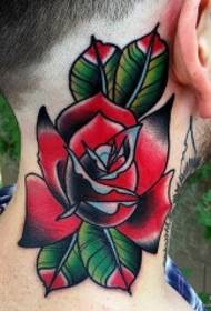 Neck Europe ja America koulu ruusu tatuointi malli
