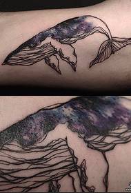 Big Star Whale Line Tattoo Pattern