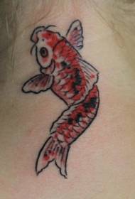 Wzór tatuażu na szyi czerwonej ryby koi