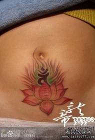 female abdomen lotus Sanskrit tattoo pattern