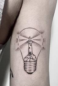 Big bulb lighthouse spotting small fresh tattoo pattern