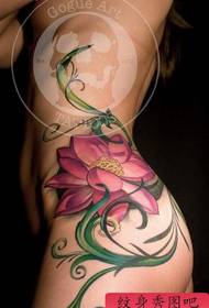 model de tatuaj de șold: model de tatuaje de lotus de culoarea feselor de frumusețe