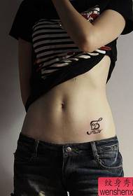 Girl's abdomen a totem note tattoo pattern