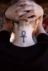 modello tatuaggio collo nero egiziano croce semplice