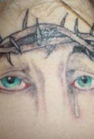 eyes and thorns crown neck Tattoo pattern