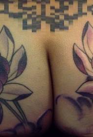 female buttocks color lotus tattoo pattern