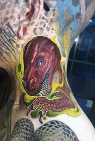 neck new school color dinosaur tattoo pattern