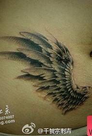 kvinnlig mage ärr täcka - vingar tatuering mönster