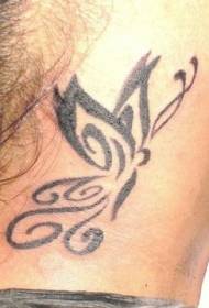 tribal butterfly black neck tattoo pattern