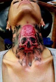 вратот Прекрасна розова змеј со шема на цветни тетоважи