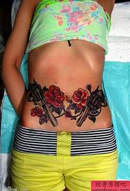 girls belly popular Popular pistol rose tattoo pattern