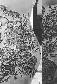 ヒップラインスネーク菊のタトゥーパターン31265-セクシーなヒップタトゥーのグループ