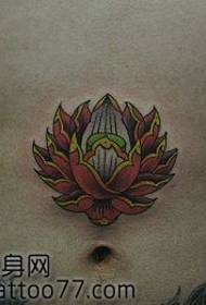 a belly European and American style lotus tattoo pattern