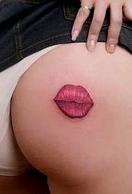 beauty buttocks sexy red-lipped tattoo