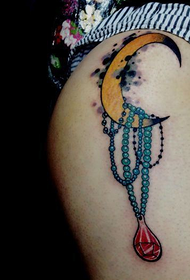 hip moon hanging jewelry tattoo pattern