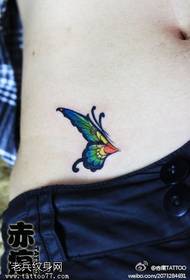 female abdomen color butterfly tattoo pattern