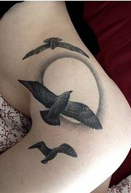 a woman sexy hip bird tattoo pattern picture
