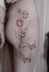 klubo gražus tulpių tatuiruotės modelis