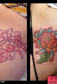 beauty abdomen popular exquisite chrysanthemum tattoo pattern