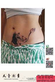 Beauty belly is beautiful and popular, elegant lotus tattoo pattern