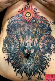 recommend a belly domineering sheep head tattoo pattern