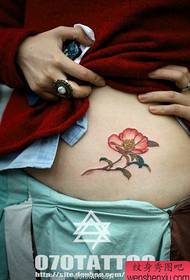 girl belly popular fine floral tattoo pattern