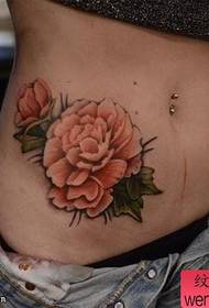 a woman belly rose tattoo tattoo works shared by the tattoo figure 30406-The best tattoo museum recommended a belly heart Tattoo works