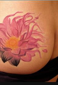 a female Hip color lotus tattoo pattern picture