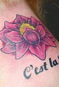 neck color purple lotus French tattoo pattern