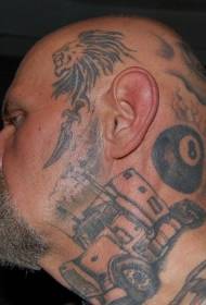Galvos liūto ir kaklo tatuiruotės modelis