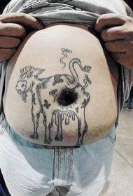 vēdera jocīgs govs muca tetovējums modelis